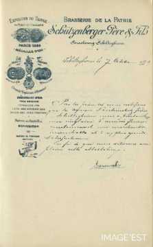 Certificat de la Brasserie de la Patrie Schützenberger Père & Fils (Schiltigheim)